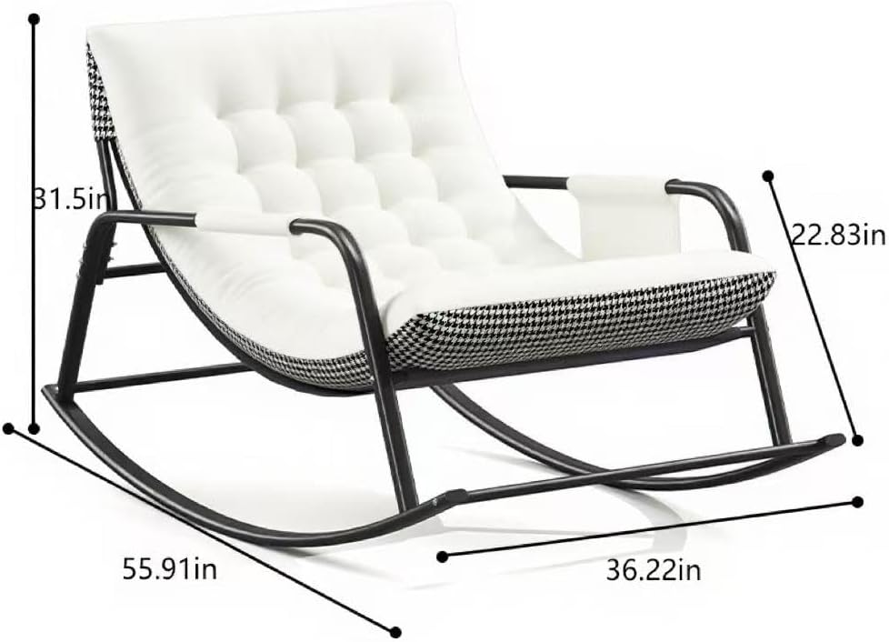 Oversized Rocking Chair with Cushion and Armrests, Lounge Rocker Recliner for Living Room, Bedroom, Patio, Porch, Garden-White