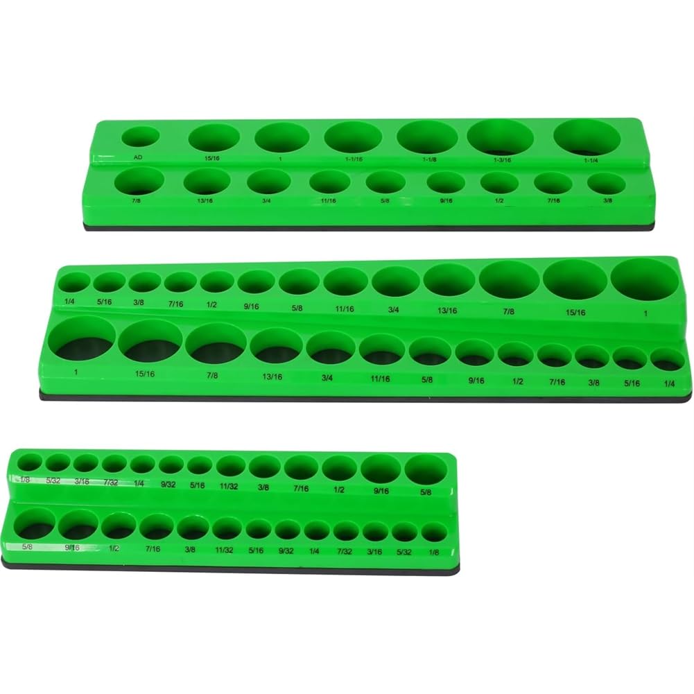 Jnchdghwa Green Magnetic Socket Holder 3 Pieces Socket Organizer For Toolboxes Socket Organizers