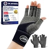 Dr. Arthritis Compression Arthritis Glove Set of 3 with Wrist Brace, Comfortable Fingerless Carpal Tunnel Hand...