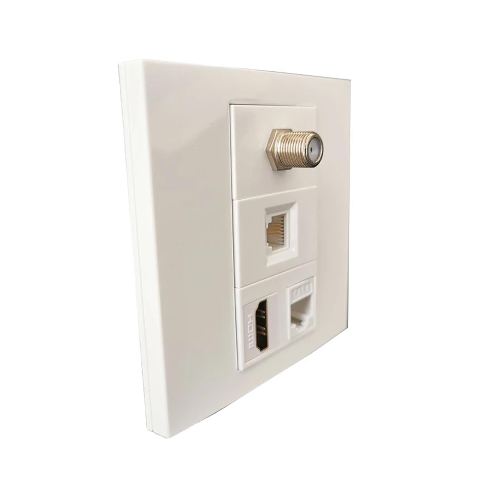 F-Typ TV-DTV-Anschluss CAT3 RJ11 Telefonbuchse Panel mit HDMI 2.0 CAT6 RJ45 LAN-Wandpaneelbuchse (Weiß) (86 x 86 mm Frontplatte)