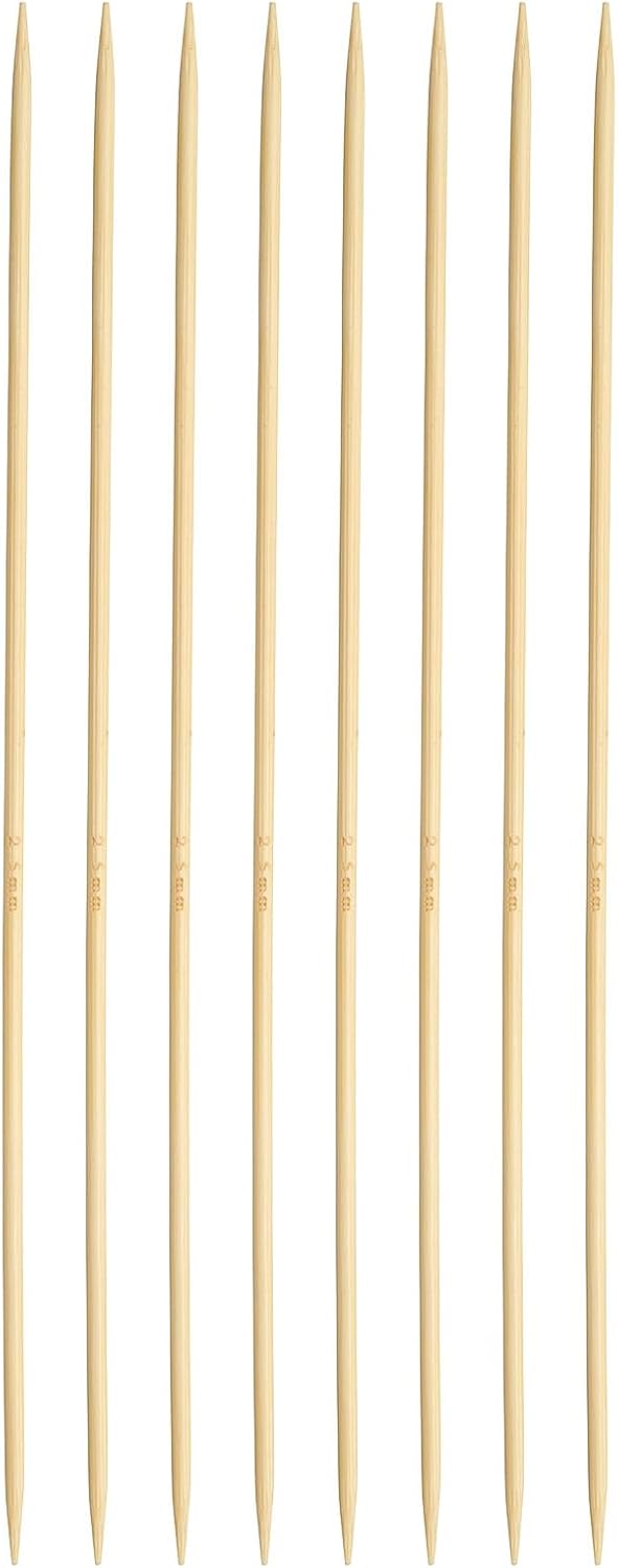 HARFINGTON 8Pcs Bamboo Knitting Needles Double Pointed Size US 1.5(2.5mm) 7.9 Inch(20cm) Straight for Handmade Creative DIY Knitting Craft Yarn Projects