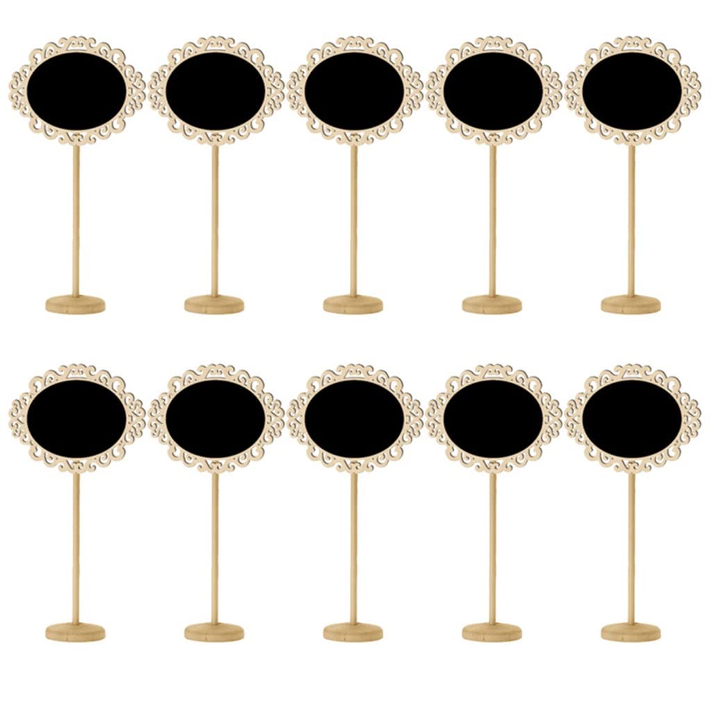 MOBYGKFY 10 Pieces Oval Blackboard Notes Foldable Writing Board Message Decorative Stationery