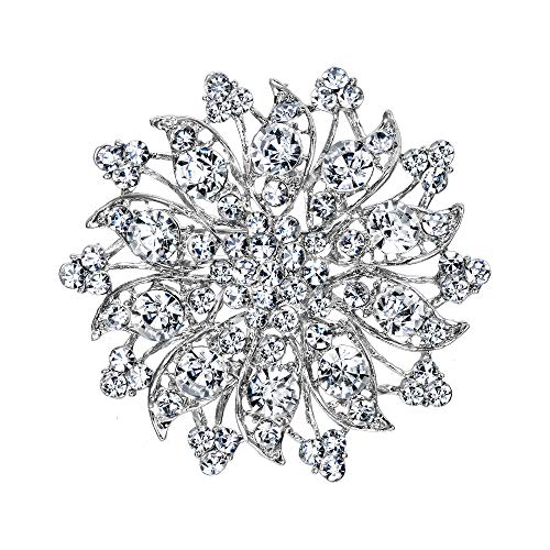BriLove Winter Snowflake Brooch Pin for Women Austrian Crystal Bridal Elegant Clear