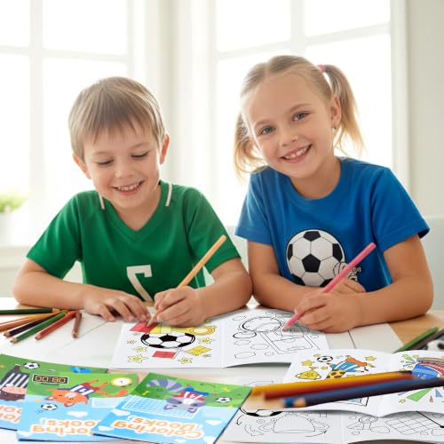 Image of Bulk Soccer Coloring Books, 96Pcs Mini Drawing Booklet for Kids | Sports Ball Theme DIY Art Coloring Book for Toddlers Toddlers Holiday Birthday Party Goodie Bags Stuffer Classroom Crafts Art