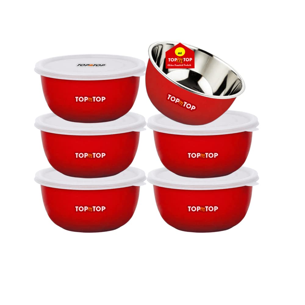 TOPMTOP Microwave Safe Bowl Set With Lids Mixing Bowls Steel Bowl Set Food Serving Bowls Kitchen