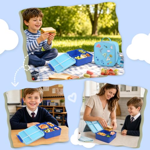 Image of Kids Lunch Box with Lunch Bag Bento(Blue)