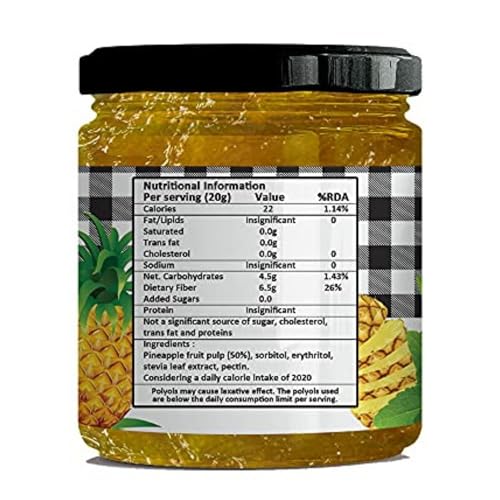 Image of Vistevia's Sugar Free Mixed Fruit jam and Pineapple Jam, Diabetic and Keto Friendly - Sweetened Naturally with Stevia, More Than 60% Fruit Content - Tastes Delicious - Pack of 2 (220 * 2 GM)