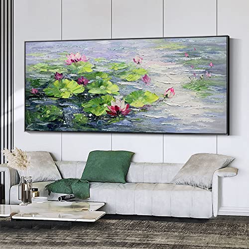 Toile Art Mural Eau Lotus Monet pour Créer une Ambiance Rétro et Cosy de Salon
