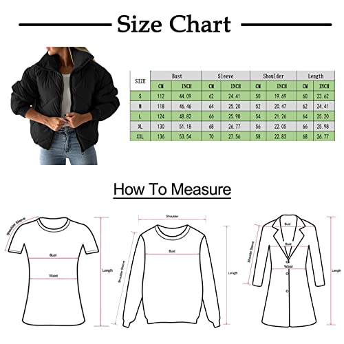 Fannyouth Women's Winter Long Sleeve Zip Puffer Jacket Stand Collar Baggy Short Down Coats With Pockets #Pay221117- *279-Christmas Decorations #TOP5