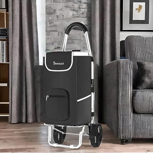 56 L Einkauf Trolley Einkaufswagen Shopping Trolley Tasche Aluminium Stabil Schwarz – Bild 7