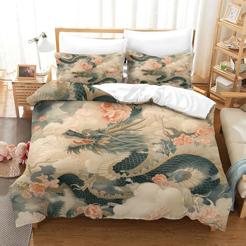 Housse de couette dragon en microfibre super douce avec fermeture éclair résistante