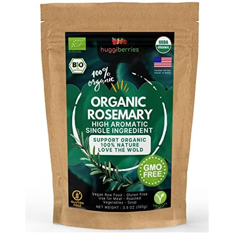 Huggiberries Bio Rosmarin getrocknet 100g | 100% rein und naturbelassen für Gewürzmischungen und Rosmarin-Tee | mediterranes Gewürz | intensives Aroma | VEGAN Cover