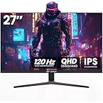 CRUA 27 Inch Gaming Monitor, QHD 1440P 120Hz IPS Computer Monitor, 120% sRGB, AMD Freesync, HDMI 2.0 & Displayport 1.2, Low Blue Light, Support Wall Mountable Installs/Tilt Adjustable-Black