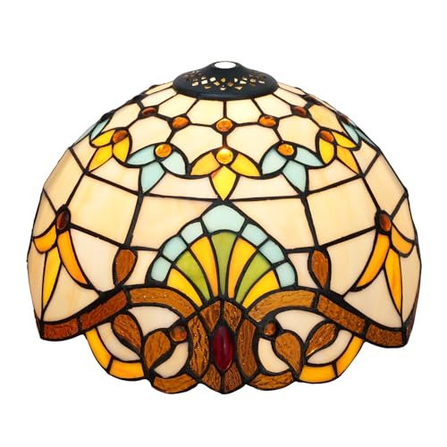 ZXMJYHK Tiffany Style Lamp Shade, 12 Inch Baroque Stained Glass Lamp Shade Replacement Vintage Creativity Lamp Cover Accessories Fit for Table Lamp Pendant Light Ceiling Light