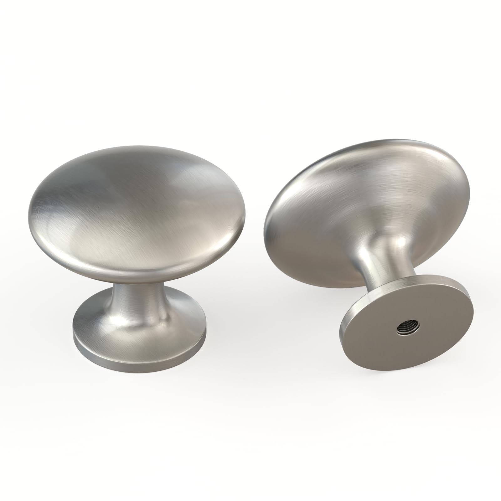 LONTAN 10 pomelli per mobili, in acciaio inox spazzolato, colore argento, moderni, rotondi, per cassetti, un foro