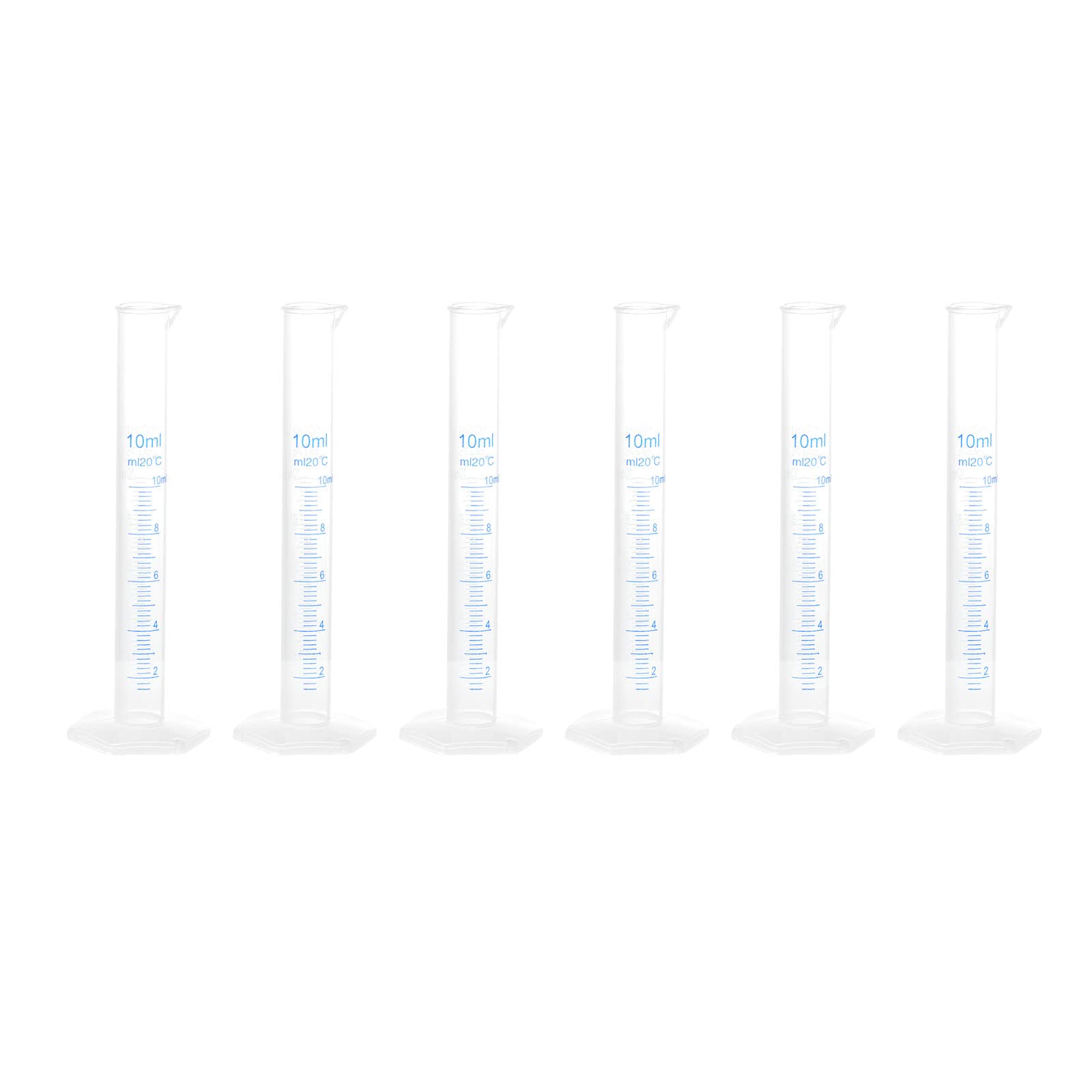 Provetta Graduata Trasparente, Cilindro graduato in plastica da 12 Pezzi 10ml 130x16mm