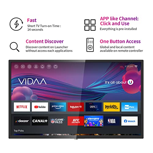 HKC Fernseher 42 Zoll (106 cm) Smart TV mit mit Netflix, Prime Video, Rakuten TV, DAZN, Disney+, YouTube, UVM, WiFi, Triple-Tuner DVB-T2 / S2 / C – Bild 3