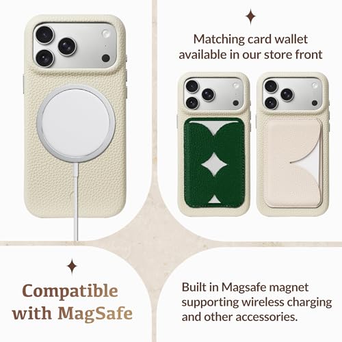 Luner - for iPhone 17 Pro Max - Premium Vegan Leather Phone Case with Camera Control & AI Button - [Compatible with Magsafe] - Elegant, Style and Eco-Friendly - Cream by Luner - Used condition - Image 4
