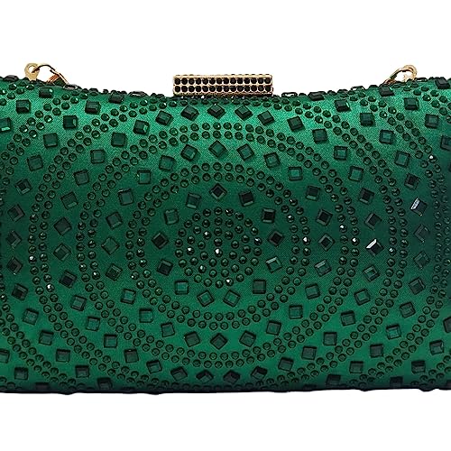 Image of Crystal Box Clutch Rhinestone Handbags For Women Party Purse Wedding Evening Bag
