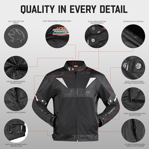 Image of J.A.G. JAG Mesh Motorcycle Jacket-Biker Jacket-CE Armored Motorbike Jacket Men-High Visibility Breathable Riding Jacket