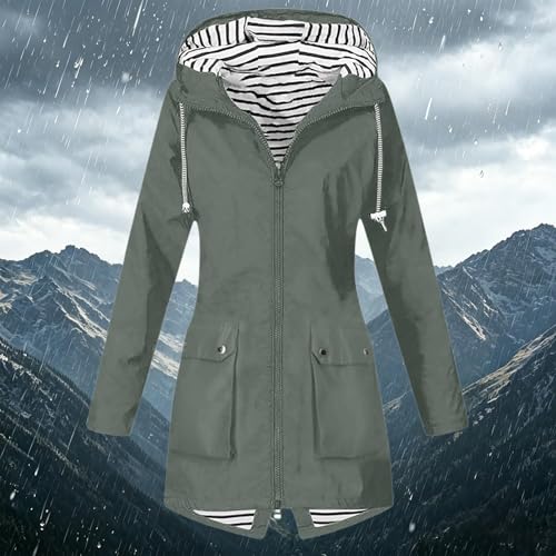 Chaqueta impermeable para mujer cortavientos ajustada de entretiempo para senderismo 3
