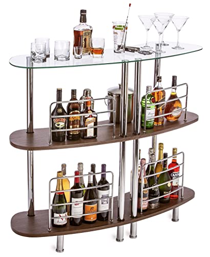 Mango Steam Contemporary Modern Home Entertainment Liquor Bar Catalina Table (Medium, Clear And Brown) #TOP4