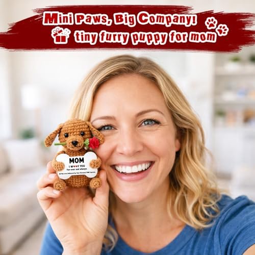 Funny Dog Mothers Day Mom Gifts from Daughter Son, New Bonus Step Mom Mama Mother in Law Gifts Birthday Presents, Mini Cute Cool Stuff Things I Love You Mommy, Small Happy Crochet Rose Dog Puppy — view 4