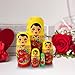 Yellow and Red Traditional Russian Nesting Dolls Set of 5 Rose Flower Girl Wooden Matryoshka Dolls Kid Stacking Toy for Birthday Christmas Valentine's Day Mother Girl Women Gift Home Decoration
