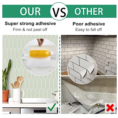 Peel And Stick Backsplash, Self-Adhesive Backsplash Tile For Kitchen,Sage Green Peel And Stick Tiles, 12"X12" Feather Wall Tiles, Stick On Backsplash For Kitchen, Bathroom, Rv Etc (Pack Of 10) #TOP3