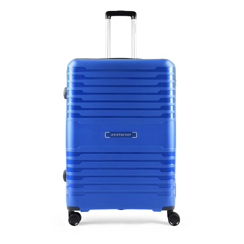Aristocrat Harbour Cabin Trolley Bag 76 cm | Large | Polypropylene Hardshell Sided Luggage | Smooth 8-Wheel Suitcase | Combination Lock with Sturdy Zipper | 3-Year Warranty - Unisex (Blue)