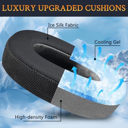 Image of SOULWIT Cooling-Gel Earpads for Razer Barracuda Pro (Do Not Fit Barracuda /Barracuda X) Headphones, Ear Pads Cushions with Noise Isolation Foam, Ice Silk Fabric - Black