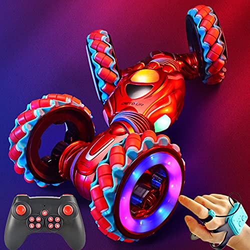 RC Cars, 1:10 Scale Super Large Gesture Rc Car, Fast Speed 25KM/H 4WD 2.4GHz Hand Controlled RC Car, 45mins Playing Time Rechargeable Stunt Remote Control car for Boys 8-12 with Cool Music and Light