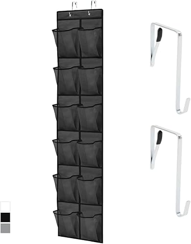 Miniatura 12 de GORILLA GRIP Organizador de zapatos sobre la puerta, 24 bolsillos extra grandes de malla transpirable, soporte de almacenamiento colgante que ahorra