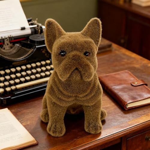 Figurine de bouledogue français flockée pour décoration de table