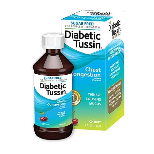 Diabetic Tussin Chest Congestion Relief - 4 Fl oz - Sugar Free Liquid Chest Congestion Medicine, Safe for Diabetics, Cherry Flavored