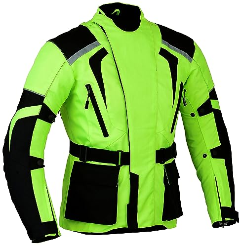 GEARX Hivis Motorcycle Protection Jacket Outer back paddings -Green, L