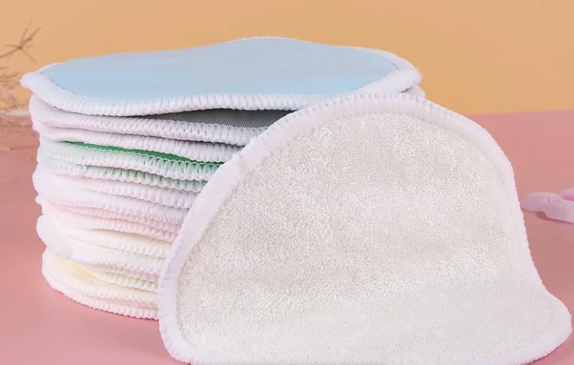Reusable Nursing Pads, 8 Pack, Maternity Breastfeeding Pads, Blue/White. Can also be used as reusable, washable makeup remover pads.