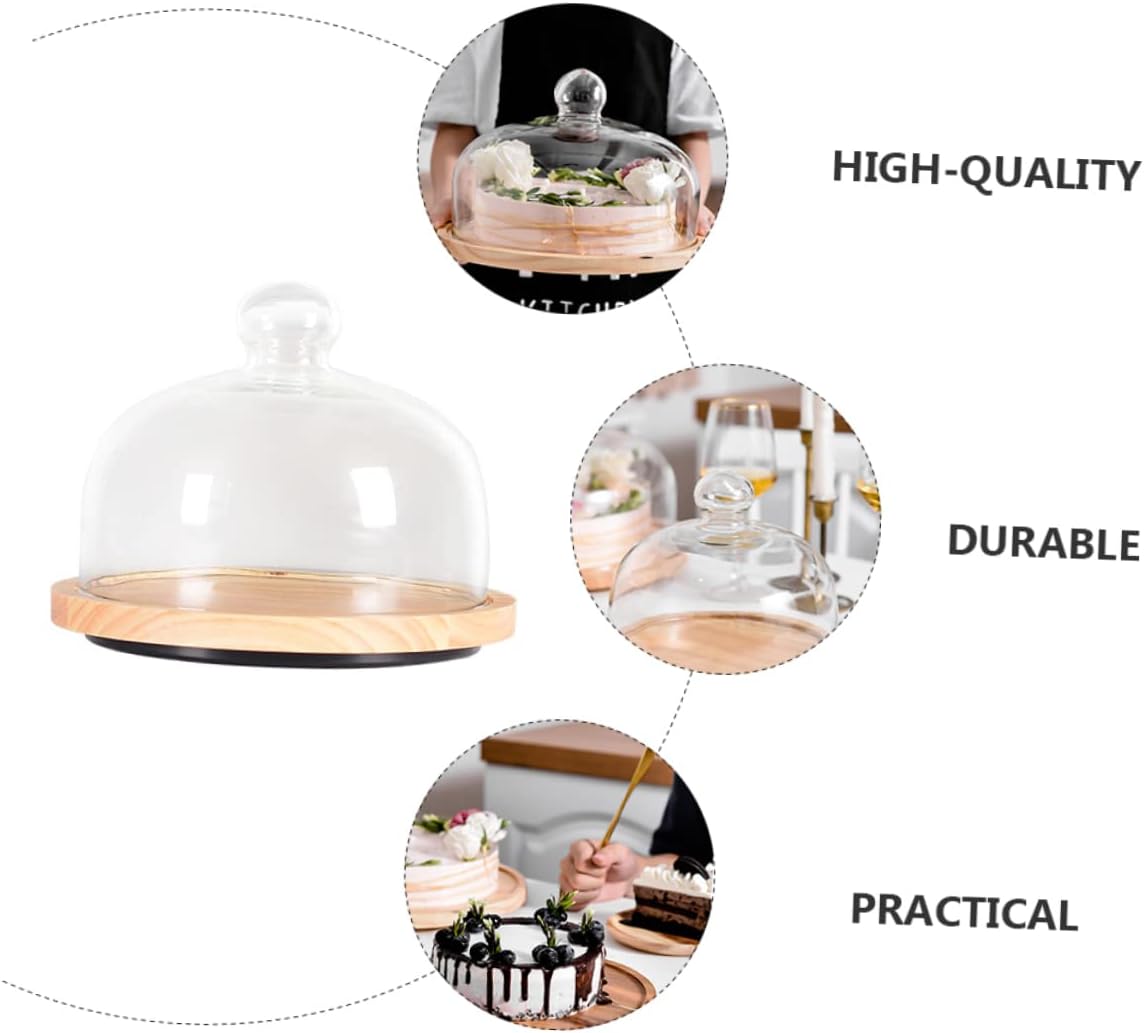 TOKIDNY 寸木製転ケーキスド ガ バー付き 防塵 トレイ パーティー用ケーキホルダー フルーツ イ収納皿