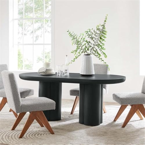 Image of Modway EEI-6764-BLK Caspian 72 inch Oval Concrete Dining Table, Black