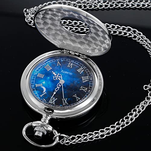 Image of Tiong Roman Numerals Scale Quartz Pocket Watches with Chain Christmas Graduation Birthday Gifts Fathers Day