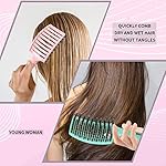 3 Pack Vented Quick Drying Massage Blow Detangler Brush,Boar Bristle Hair Brush Set-Curved,Detangling Hair Brush for Women Long,Thick, Thin, Curly(Green) - Image 3