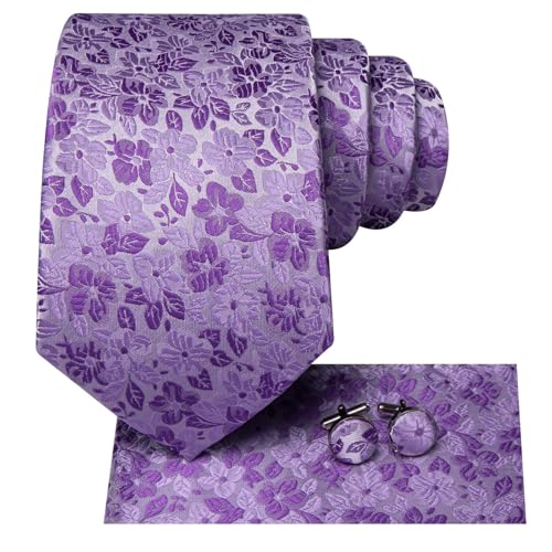 Image of Hi-Tie 70 inches Ties for Men Silk Extra Long Necktie and Pocket Square Cufflinks Set Men Big and Tall Tie Business