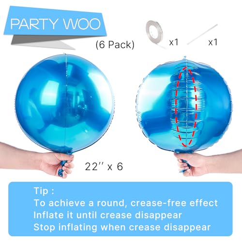 Image of PartyWoo Light Blue Foil Balloons 6pcs Large Round Giant Jumbo 4D Balloons