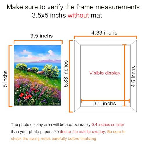 Image of BESCRCL 3.5x5 Picture Frame, Photo Frame for Wall Mounting or Tabletop Display, Brown
