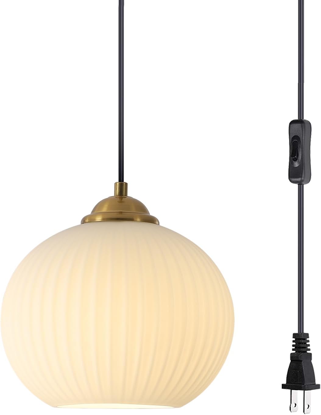 Small Black Pendant Light with Plug in Cord Mini Cylinder Glass Pendant Light Bedside Pendant Lights Plug in Milk Glass Hanging Dining Room Light Fixture