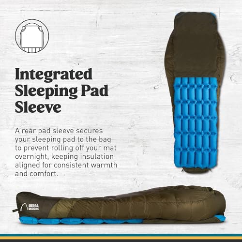 Image of Sierra Designs Cloud 20 Degree DriDown Sleeping Bag Ultralight Zipperless Down Sleeping Bag for Backpacking and Camping