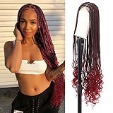 Olymei 38 Inches Full Double Lace Front Knotless Box Braided Wigs with Baby Hair for Women Super Lon