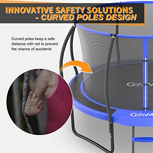 CalmMax 14FT Trampoline with Enclosure 【Curved Poles Reinforced Type】 Recreational Trampolines with Ladder - ASTM Approval- Outdoor Trampoline for Kid Adults - Thumbnail 5