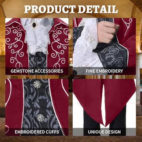 Costume médiéval homme veste steampunk queue-de-morue pour cosplay gothique - 3