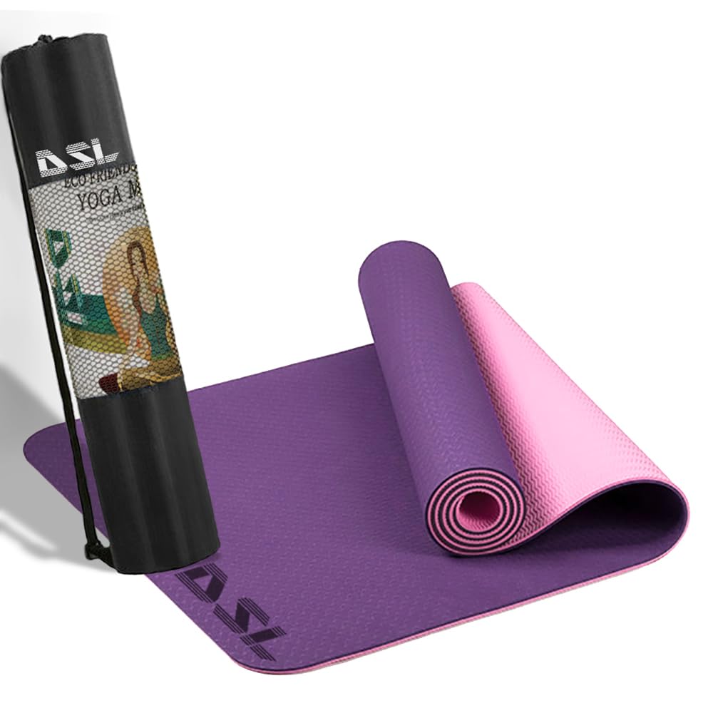 DSL Premium TPE Pilates Yoga Mat - 183x61x0.6cm - Eco Friendly Non-Slip Thick Gym Exercise Mat for Home - Women & Men